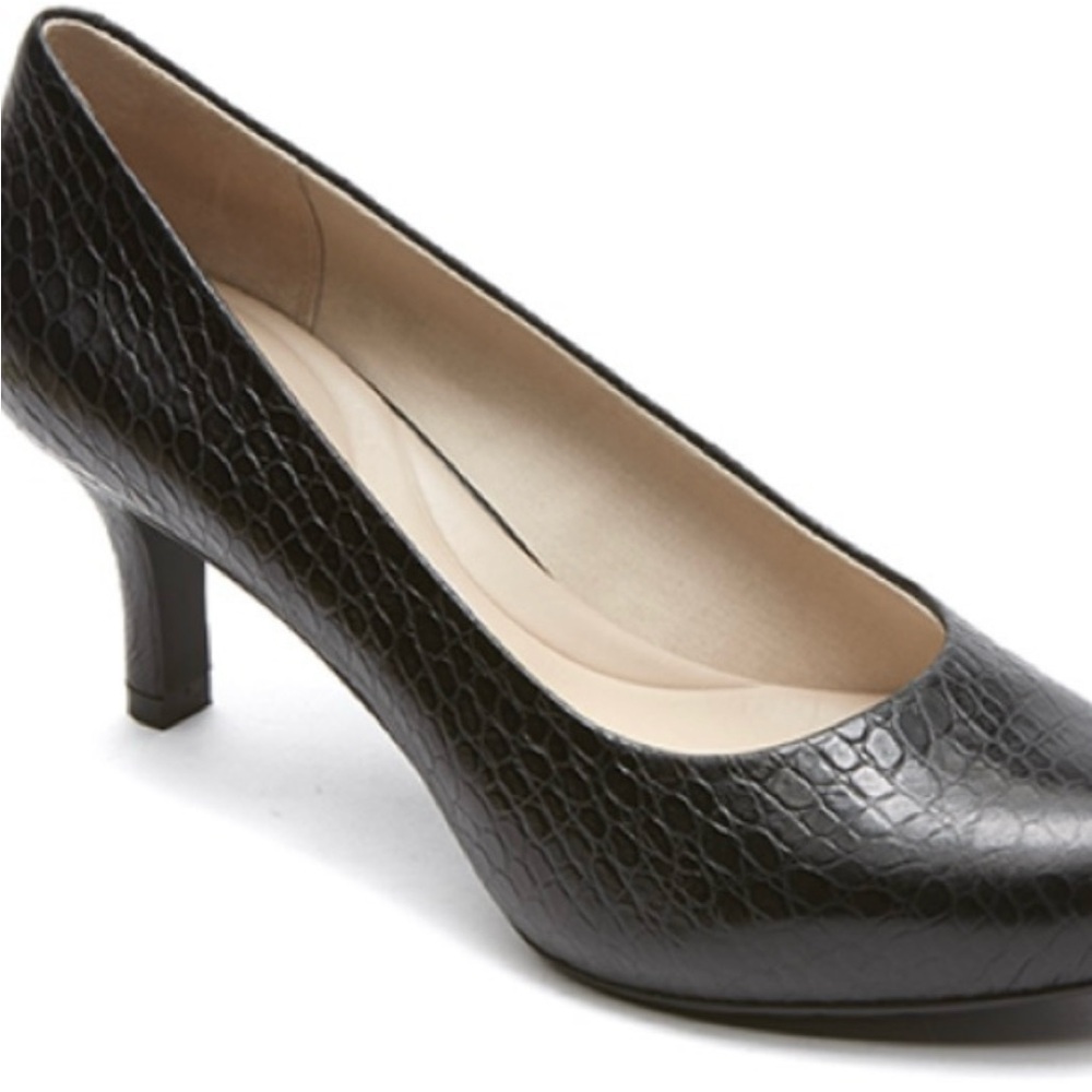 Rockport Black Crocodile Pattern Women's Pumps (Adidas Adiprene technology) Sz 8